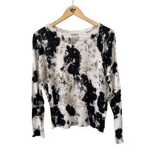 Jamison Tie Dye Pullover Sweater Size Small Crewneck Black White Knitwear NEW